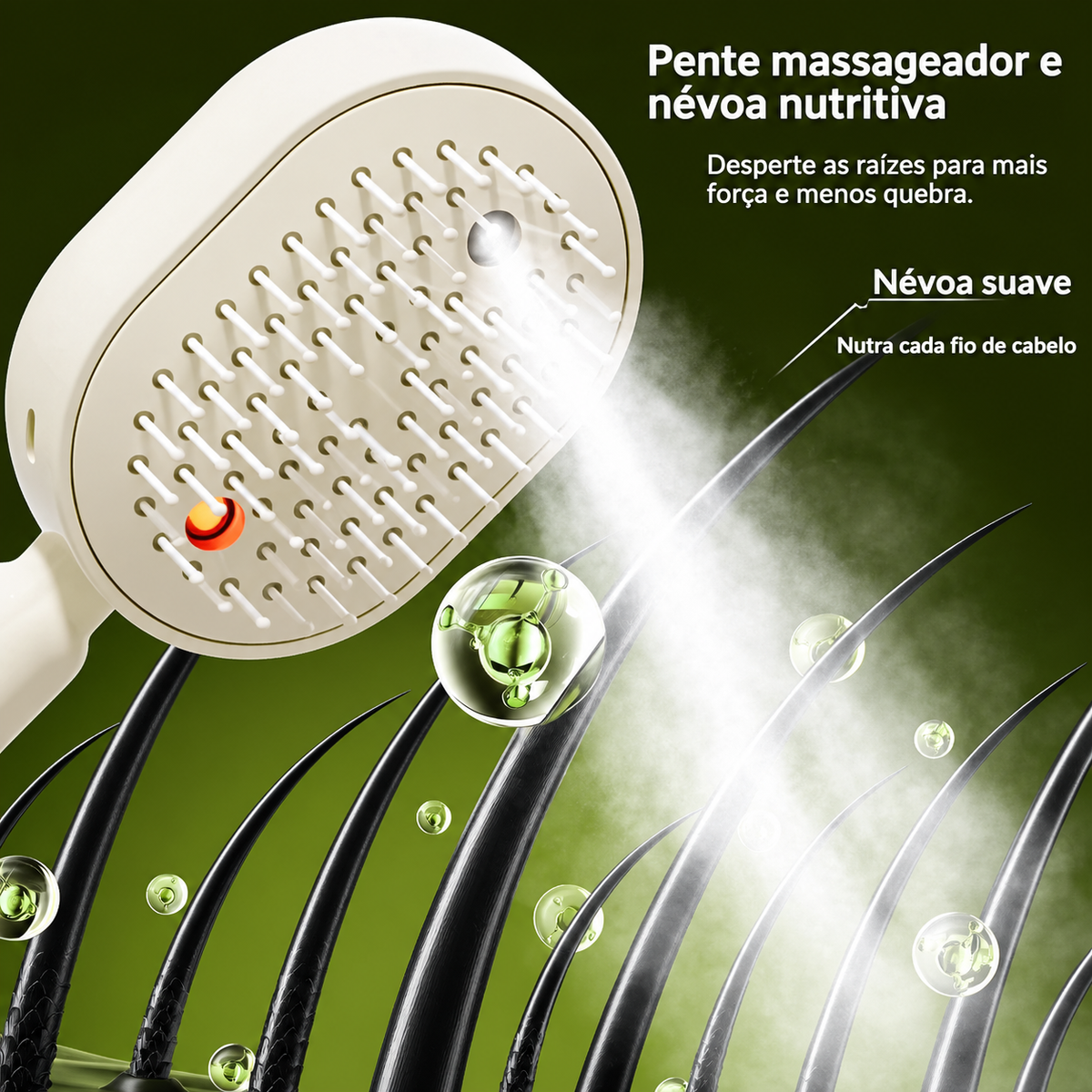Escova elétrica de massagem capilar com névoa hidratante