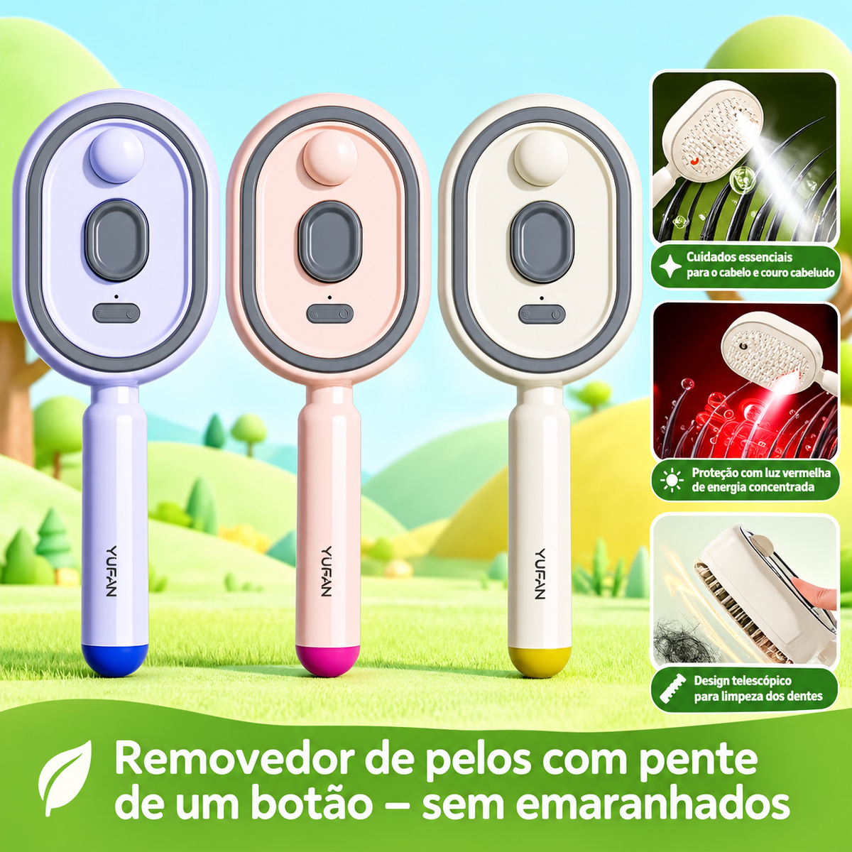 Escova elétrica de massagem capilar com névoa hidratante