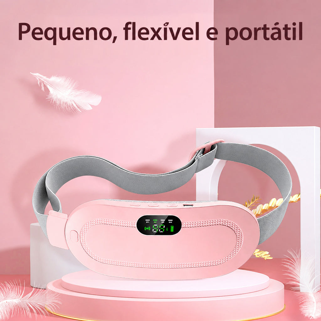 Cinta Térmica Recarregável para cólica menstrual. Esta cinta térmica recarregável combina aquecimento ajustável e massagem vibratória.