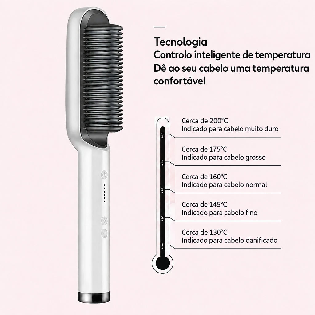 Escova alisadora elétrica 2 em 1 com controlo de temperatura