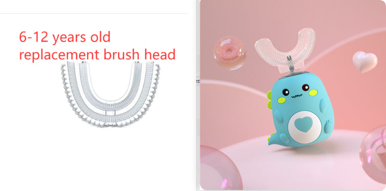 Escova de dentes elétrica infantil em silicone com cabeça em U