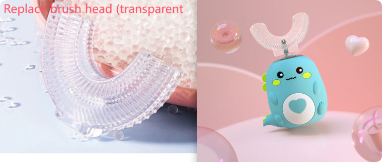 Escova de dentes elétrica infantil em silicone com cabeça em U