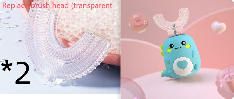 Escova de dentes elétrica infantil em silicone com cabeça em U