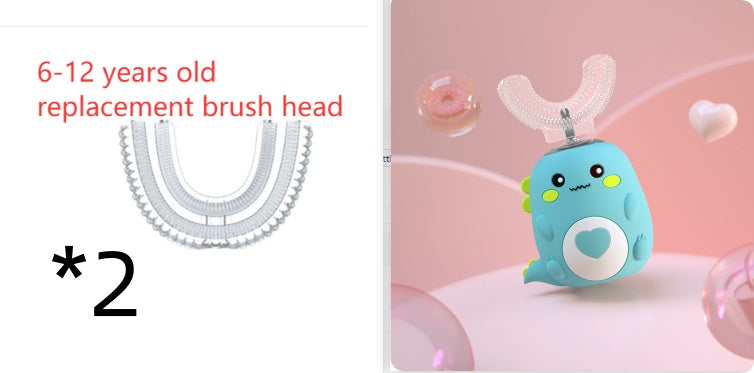 Escova de dentes elétrica infantil em silicone com cabeça em U