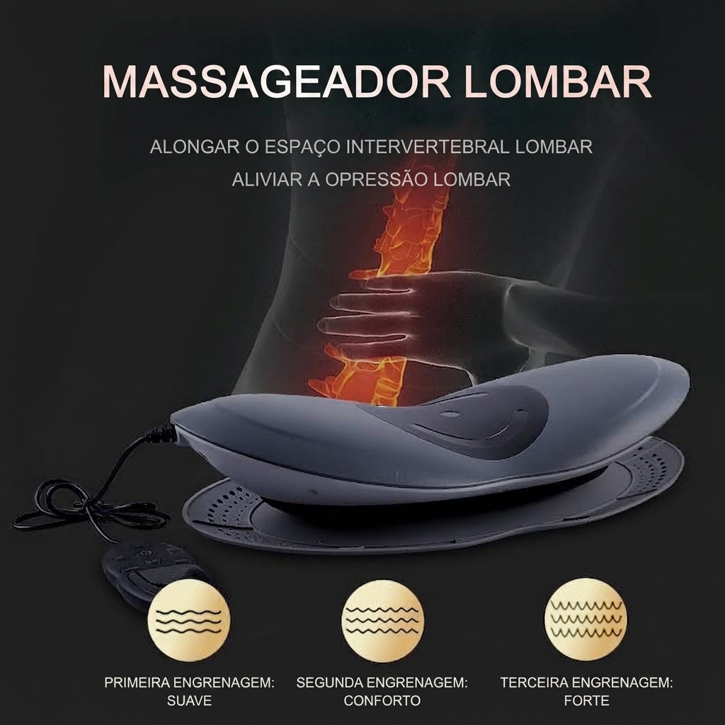 Suporte de massagem lombar com compressão de ar, calor e vibração