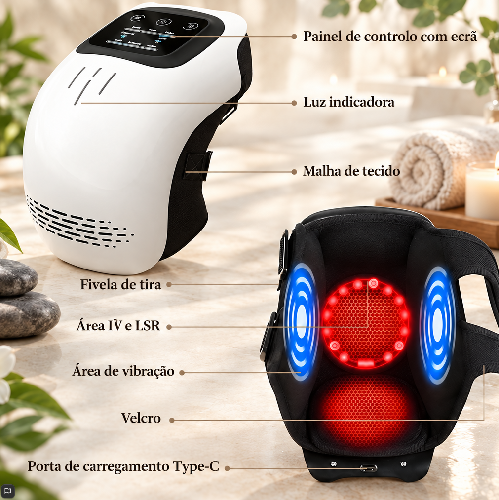 Massajador elétrico recarregável para joelho com calor e vibração