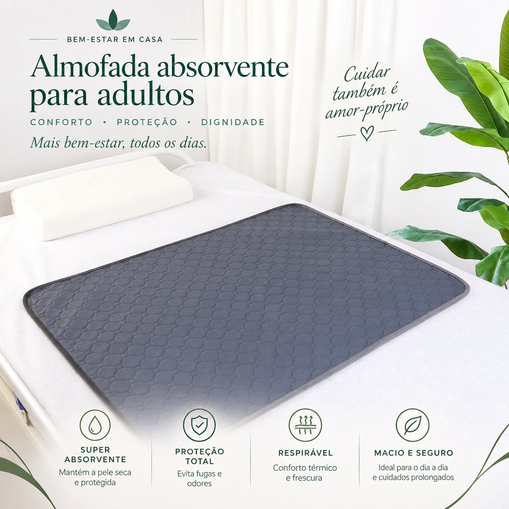 Este protetor de cama impermeável e lavável ajuda a proteger o colchão contra líquidos. A superfície antiderrapante foi concebida para ajudar a mantê-lo no lugar durante a utilização, tornando-o uma opção prática para a rotina de cuidados de idoso e bebes.
