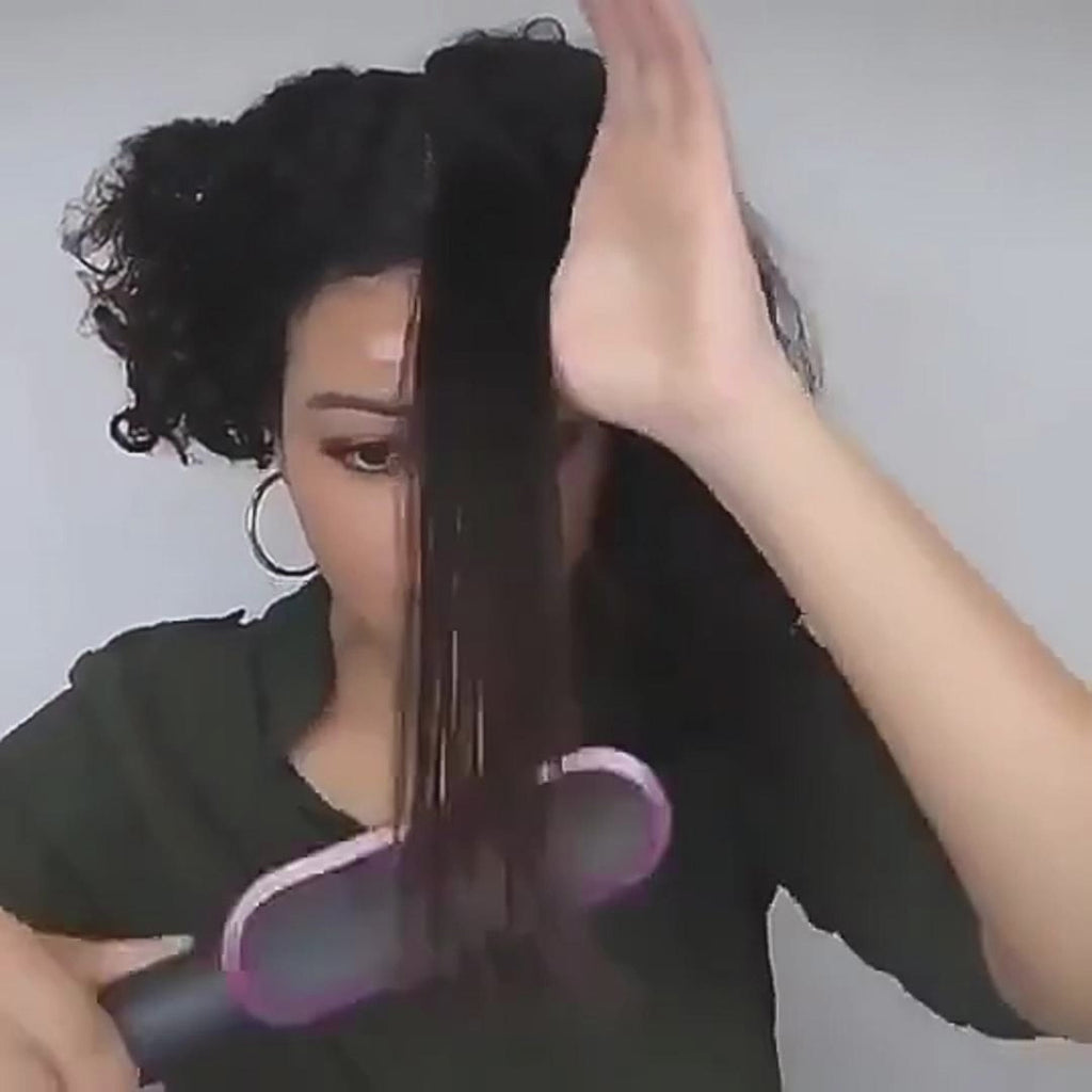 New 2 In 1 Hair Straightener Hot Comb Negative Ion Curling Tong Dual-purpose Electric Hair Brush